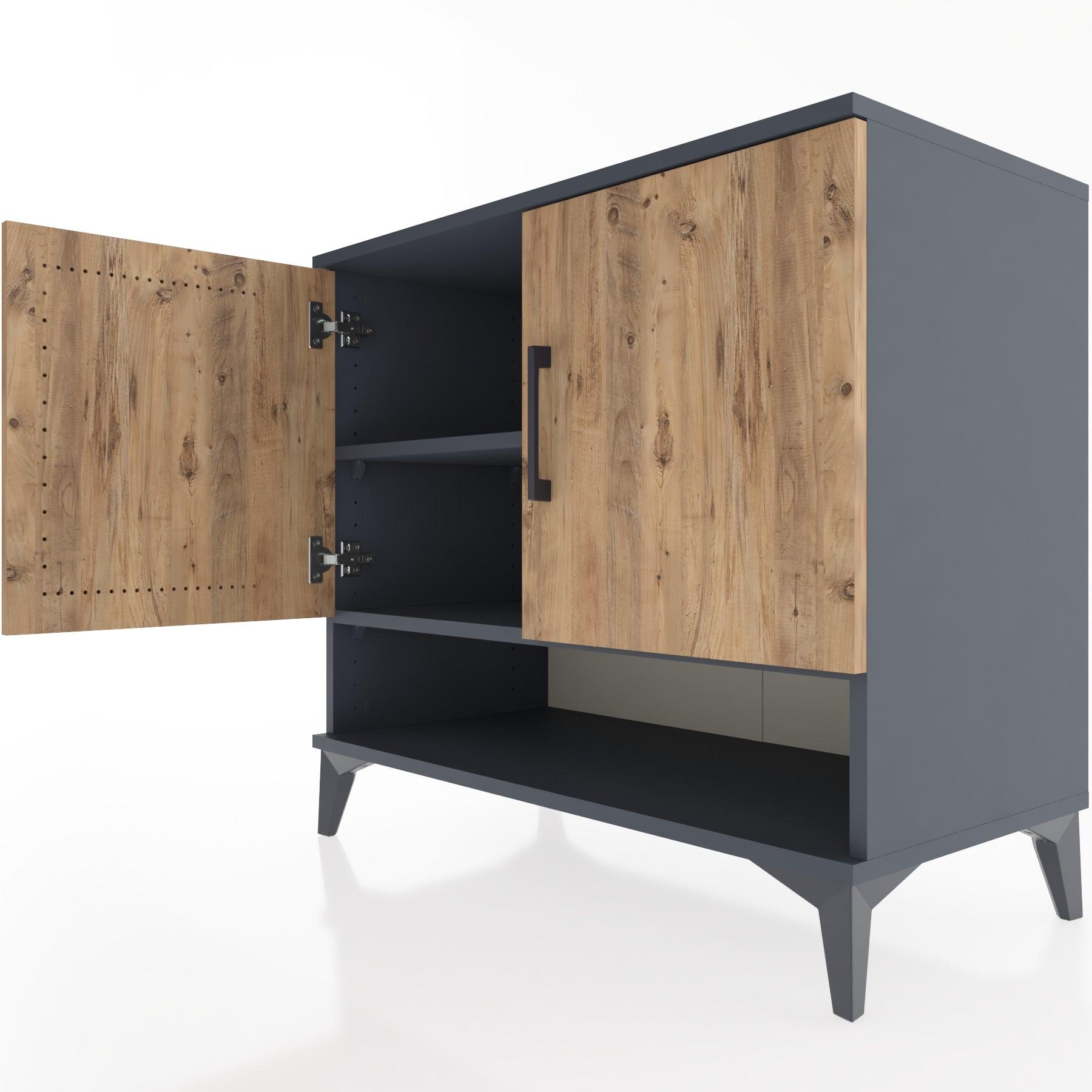 Woodntry Modüler Şifonyer Antrasit 88x44x68 cm Kapaklı ve Raflı KR5-2