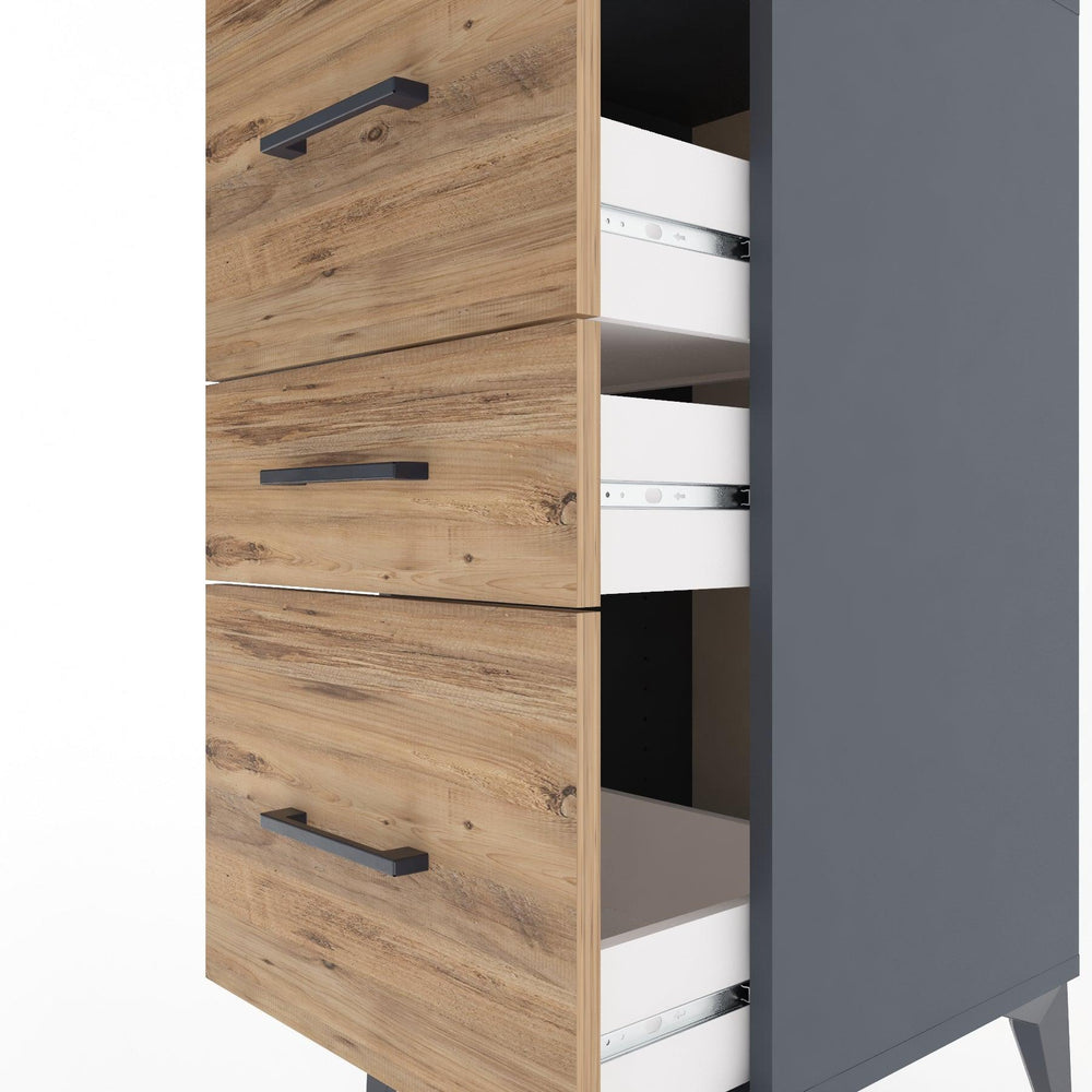 Woodntry Modüler Komodin Antrasit 44x44x84 cm Çekmeceli C5-2