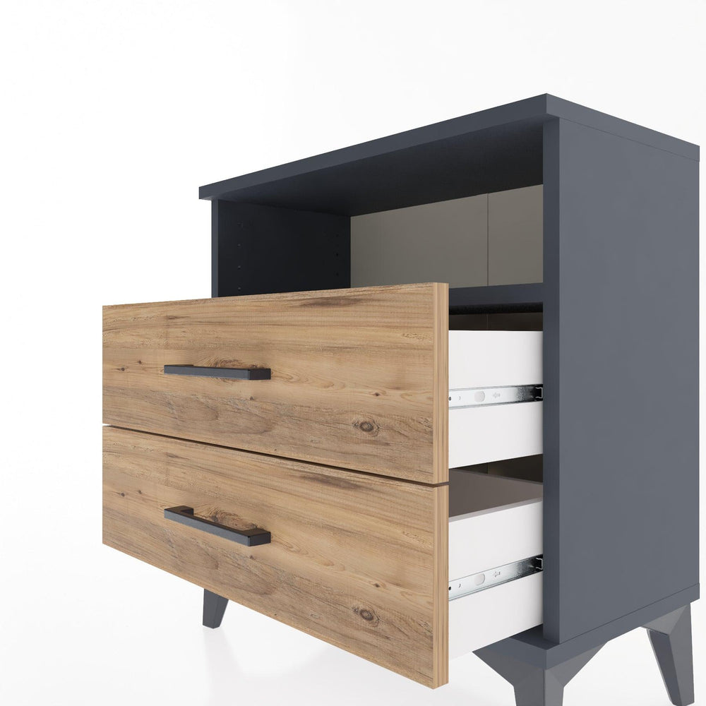 Woodntry Modular Nightstand Anthracite 60x30x52 cm with Drawers and Shelves CR5-2