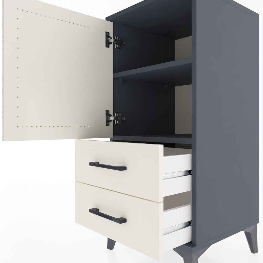 Woodntry Modular Nightstand Anthracite 44x44x84 cm with Cover and Drawer KC27-2