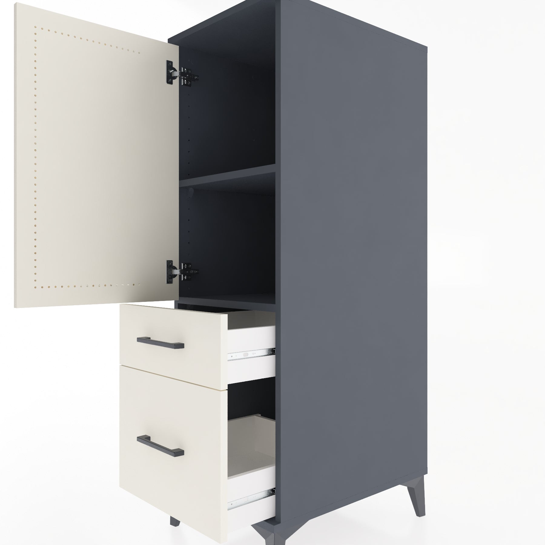 Woodntry Modular Cabinet Anthracite 44x59x122 cm with Doors and Drawers KC105-2