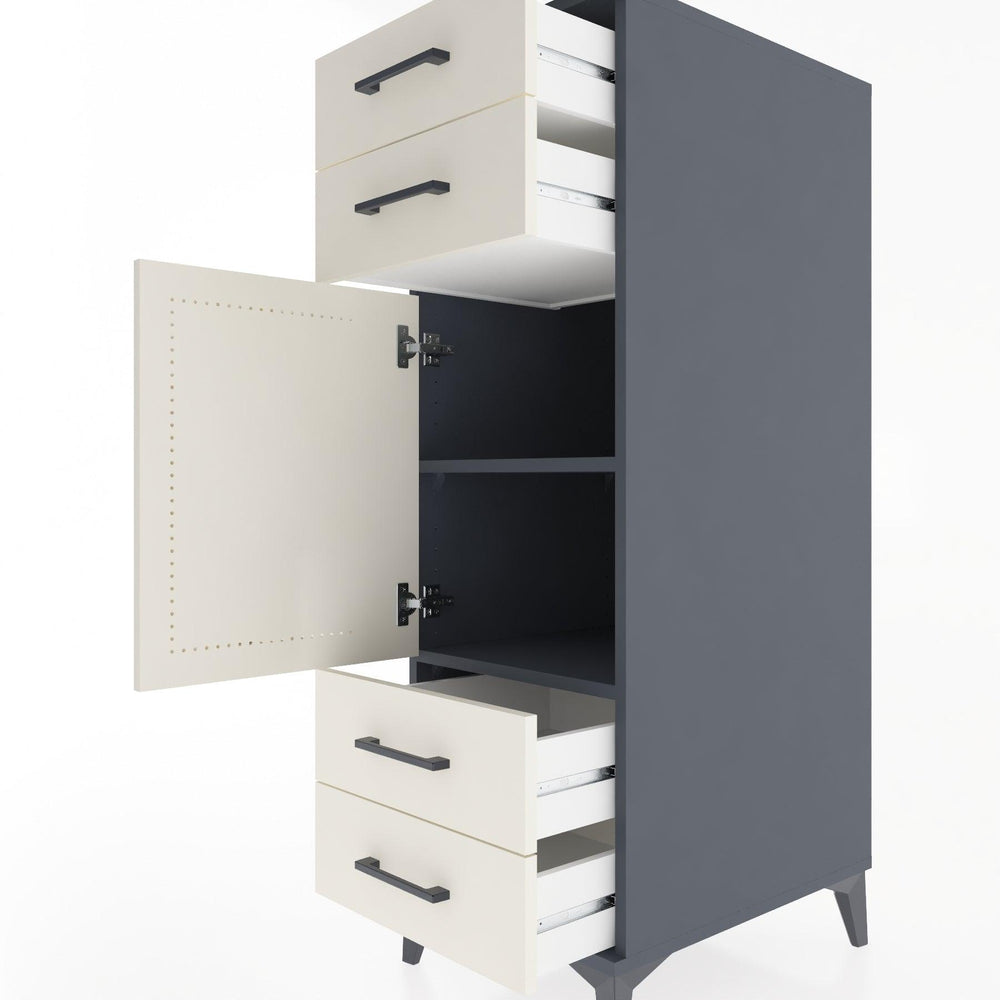 Woodntry Modular Cabinet Anthracite 44x59x122 cm with Doors and Drawers KC5-2