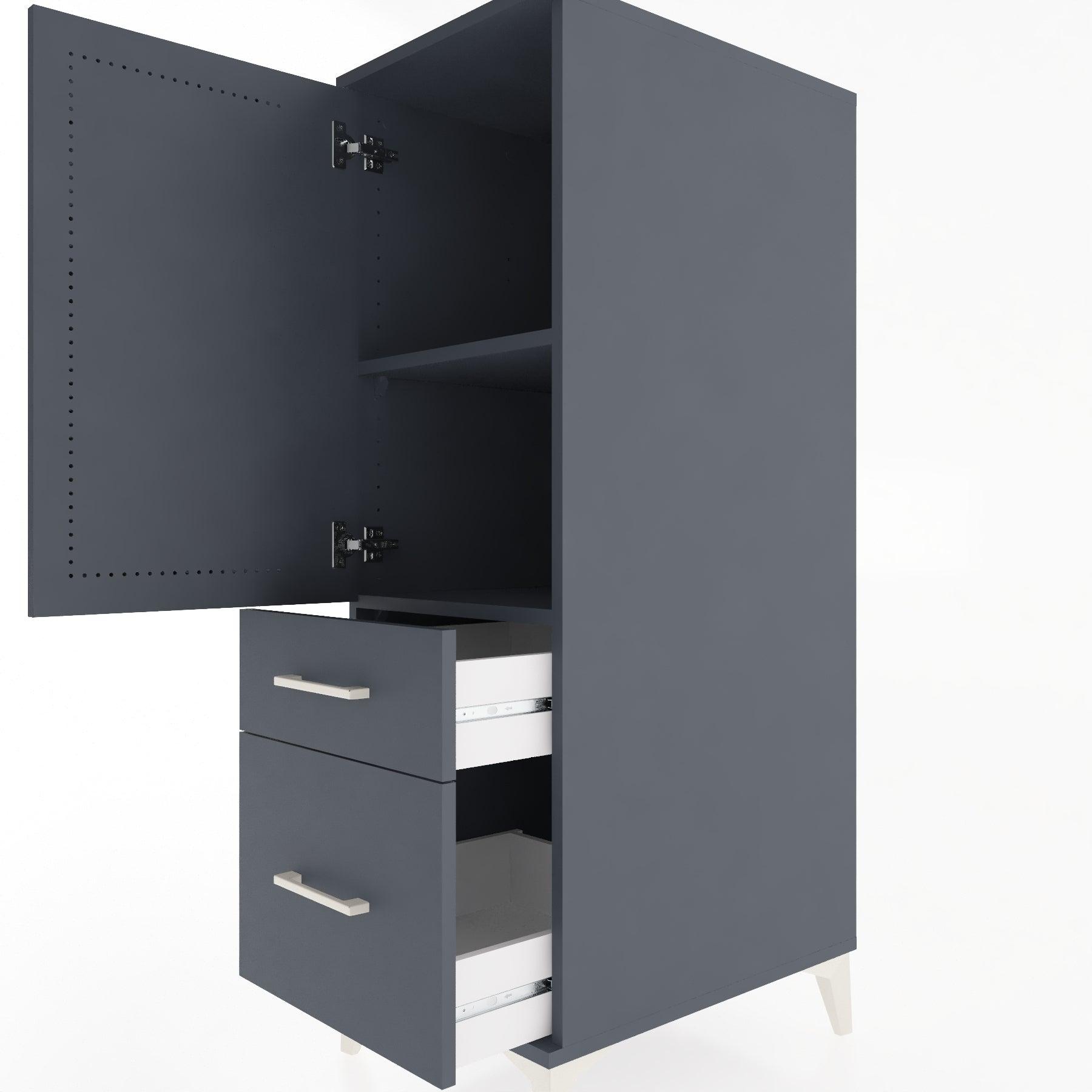 Woodntry Modular Cabinet Anthracite 44x30x122 cm with Doors and Drawers KC105-2