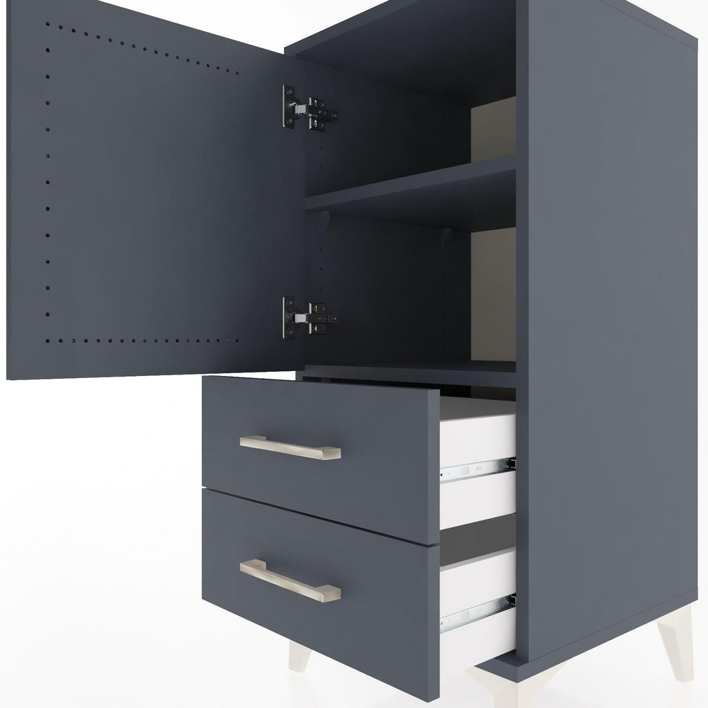 Woodntry Modular Nightstand Anthracite 44x44x84 cm with Cover and Drawer KC27-2