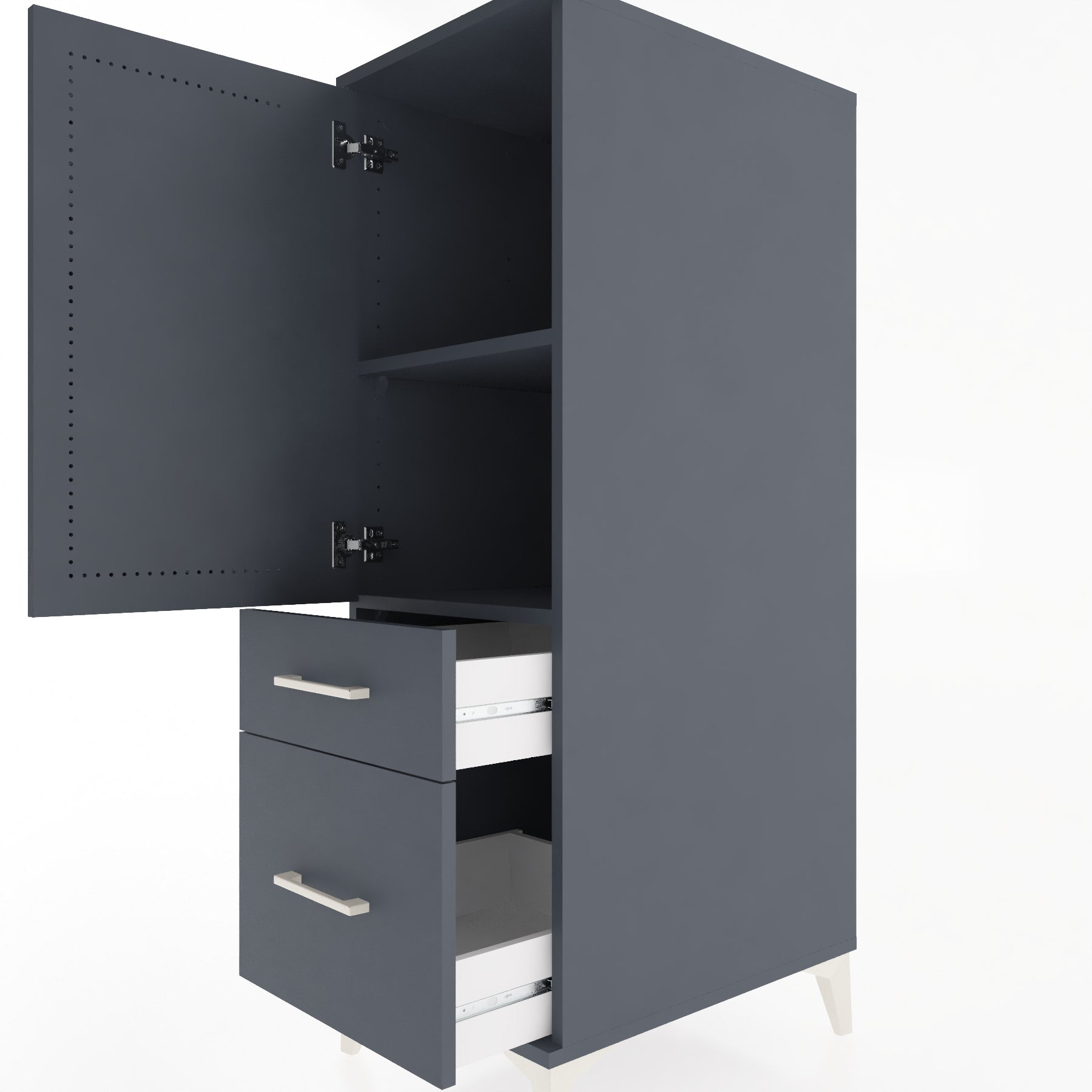 Woodntry Modular Cabinet Anthracite 44x59x122 cm with Doors and Drawers KC105-2