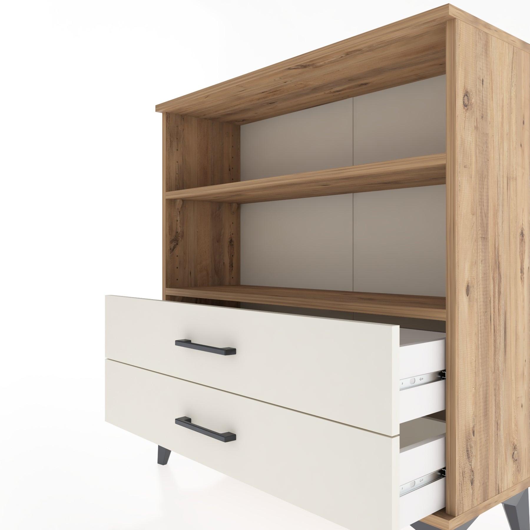Woodntry Modular Dresser Pine 88x30x84 cm with Drawers and Shelves CR5-3