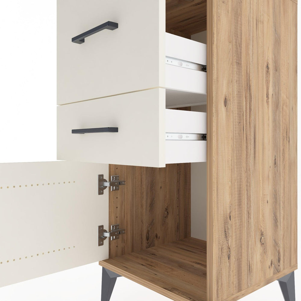 Woodntry Modular Nightstand Pine 44x44x84 cm with Cover and Drawer KC49-3