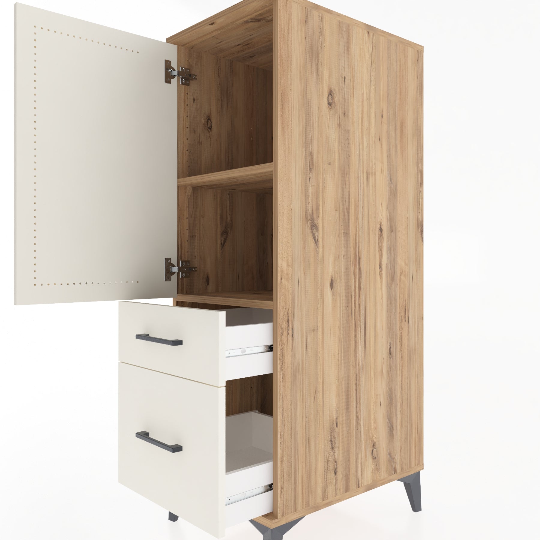 Woodntry Modular Cabinet Pine 44x59x122 cm with Doors and Drawers KC105-3