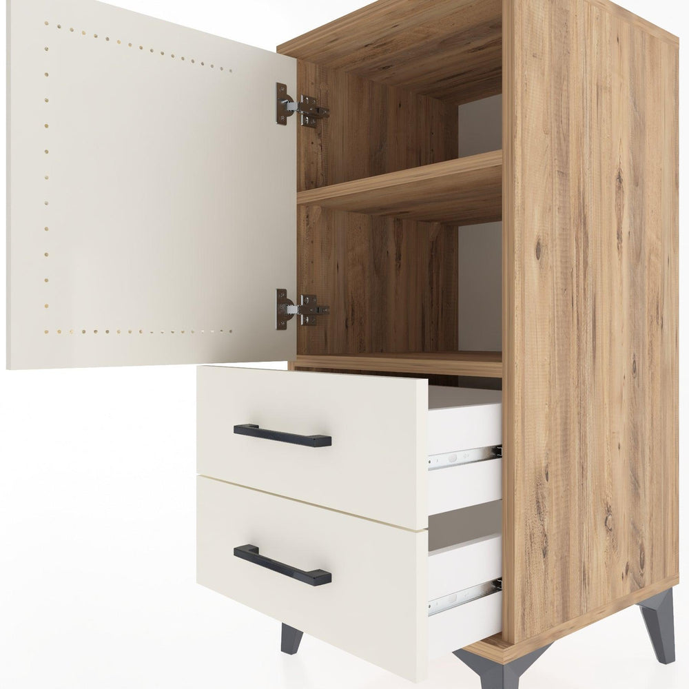 Woodntry Modular Nightstand Pine 44x44x84 cm with Cover and Drawer KC27-3