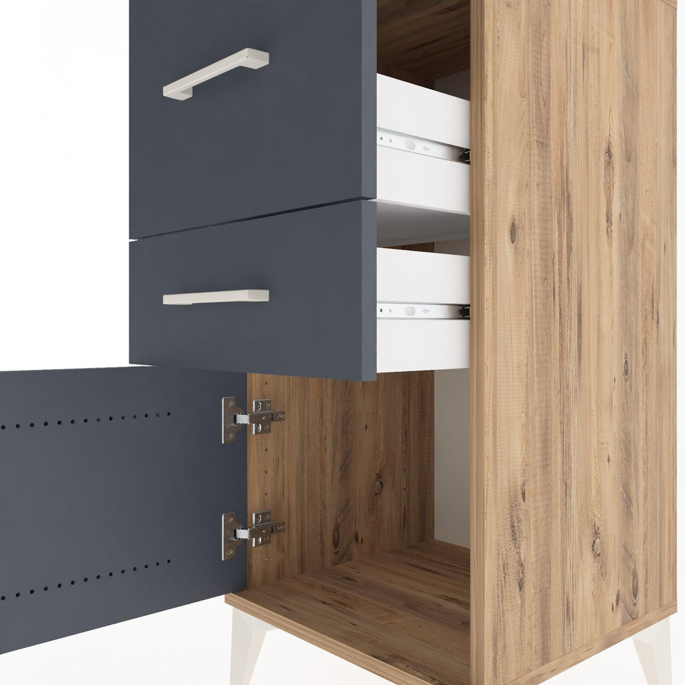 Woodntry Modular Nightstand Pine 44x44x84 cm with Cover and Drawer KC49-3