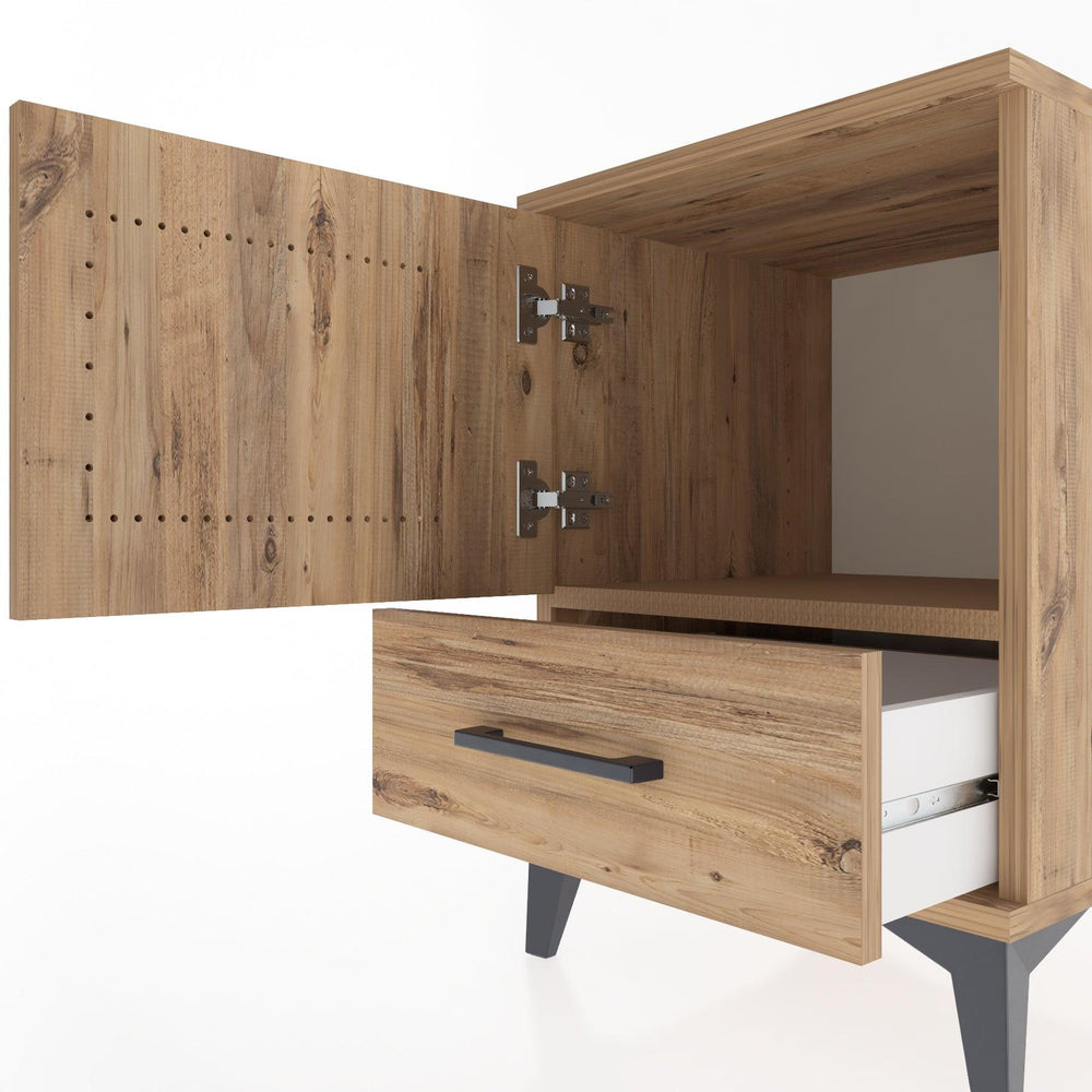 Woodntry Modular Nightstand Pine 44x44x52 cm with Cover and Drawer KC5-3