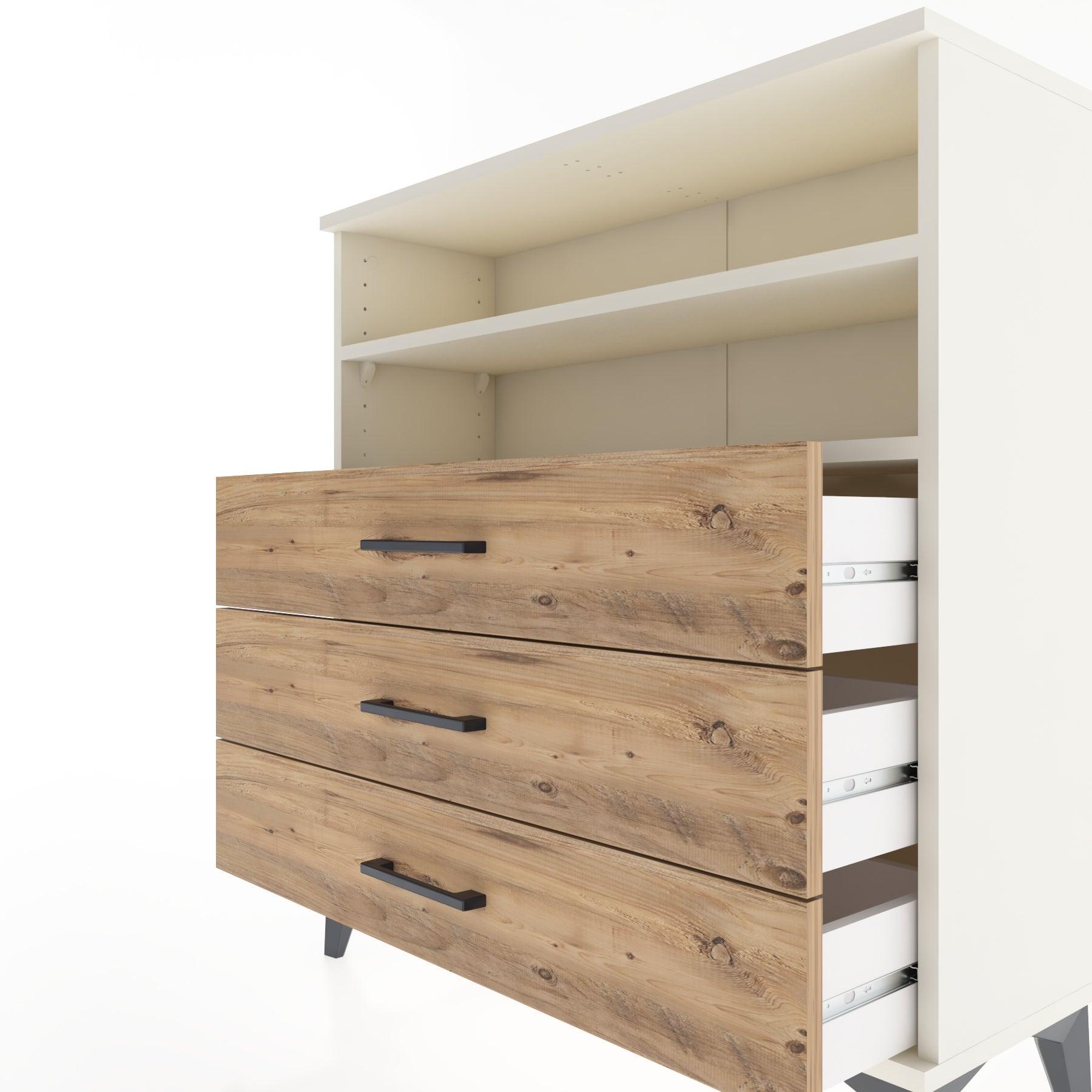 Woodntry Modular Dresser Moonstone 88x30x84 cm with Drawers and Shelves CR6-1