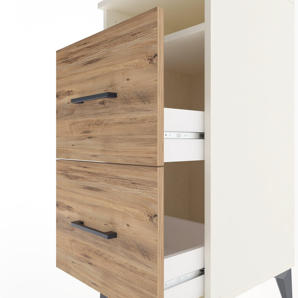 Woodntry Modular Nightstand Moonstone 44x44x84 cm with Drawer and Shelf CR6-1