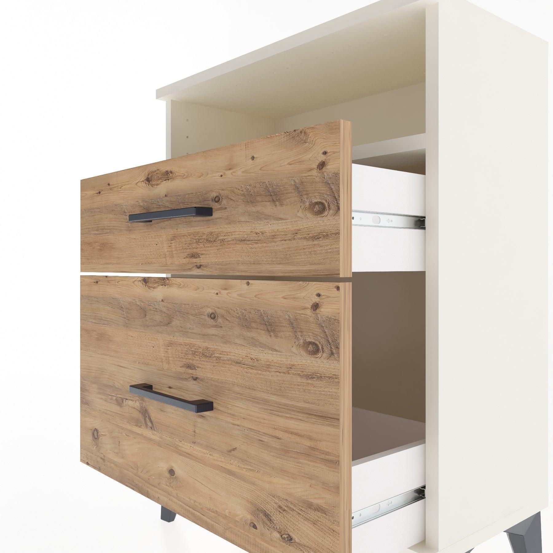 Woodntry Modular Nightstand Moonstone 60x30x68 cm with Drawer and Shelf CR6-1