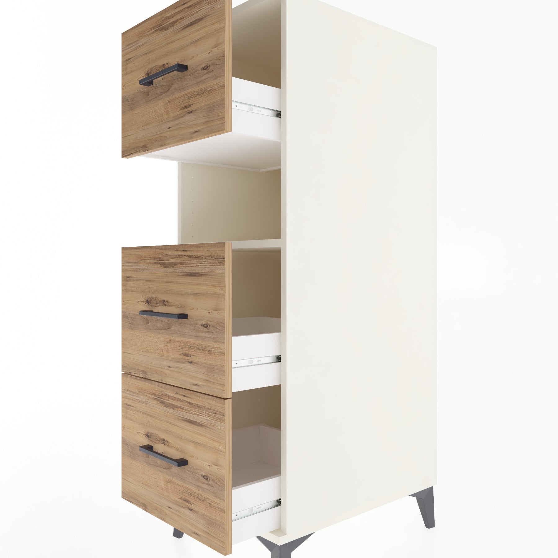 Woodntry Modular Cabinet Moonstone 44x59x122 cm with Drawers and Shelves CR106-1