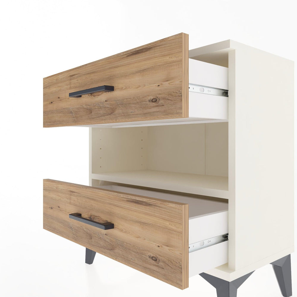 Woodntry Modular Nightstand Moonstone 60x30x52 cm with Drawer and Shelf CR6-1