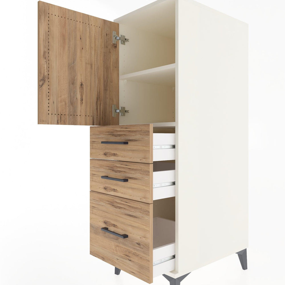 Woodntry Modüler Dolap Aytaşı 44x59x122 cm Kapaklı ve Çekmeceli KC6-1