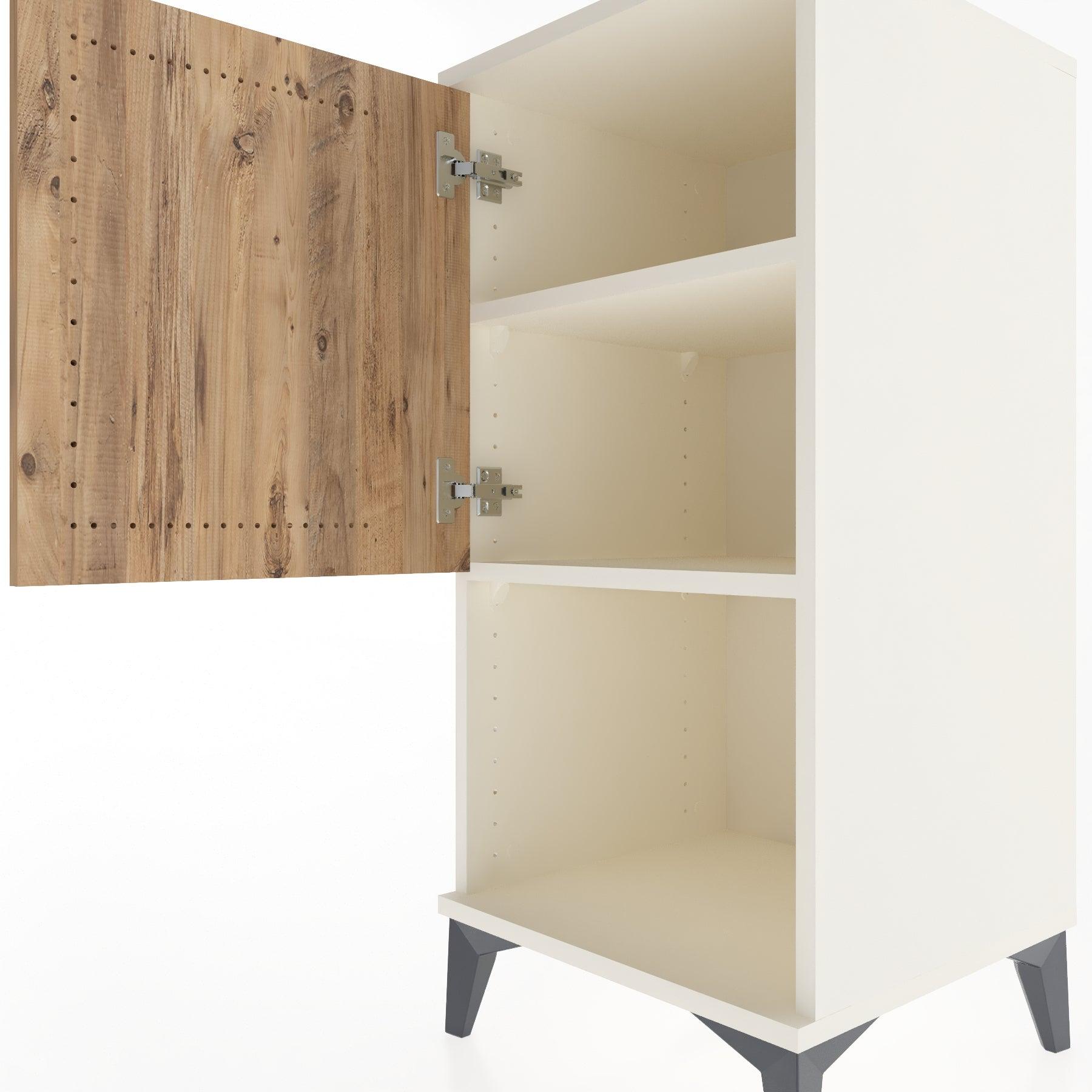 Woodntry Modular Nightstand Moonstone 44x44x84 cm with Cover and Shelf KR28-1