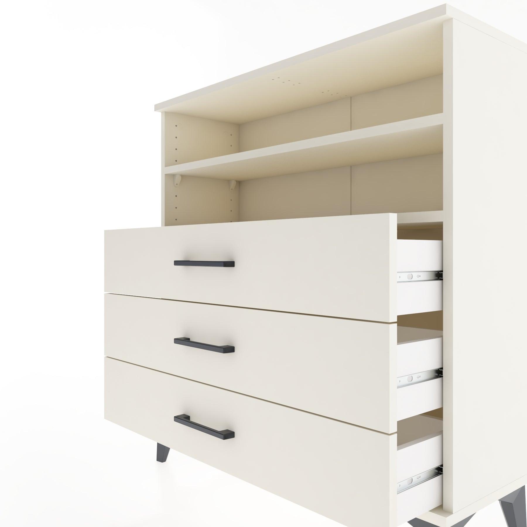 Woodntry Modular Dresser Moonstone 88x30x84 cm with Drawers and Shelves CR6-1