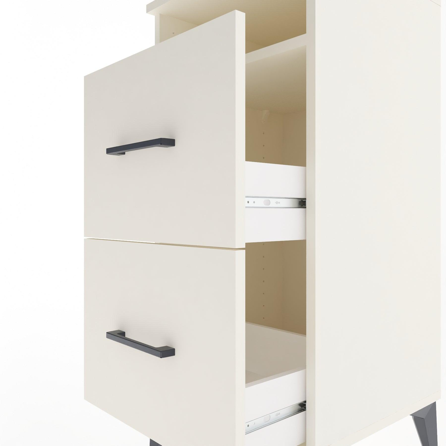 Woodntry Modular Nightstand Moonstone 44x44x84 cm with Drawer and Shelf CR6-1