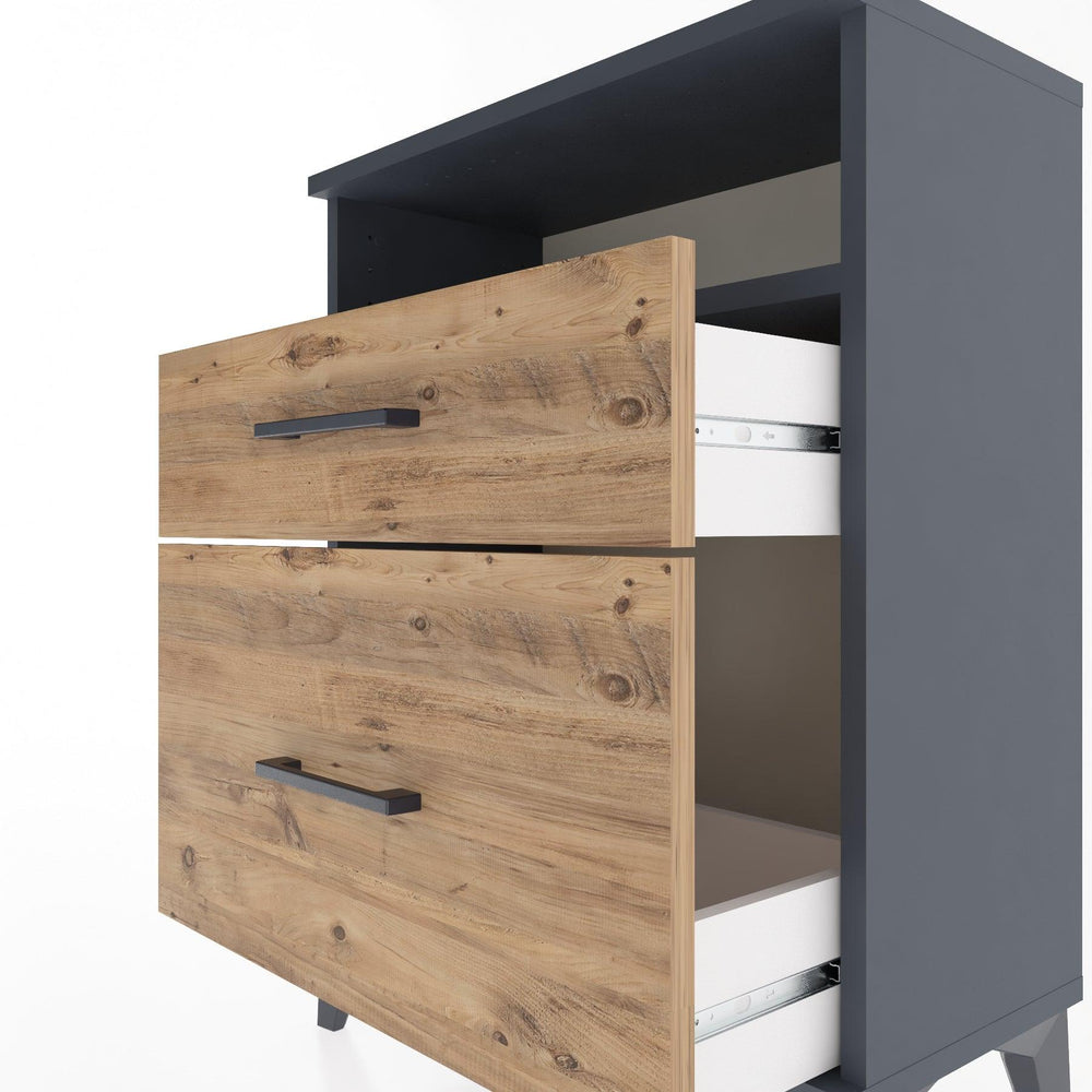 Woodntry Modular Nightstand Anthracite 60x30x68 cm with Drawer and Shelf CR6-2