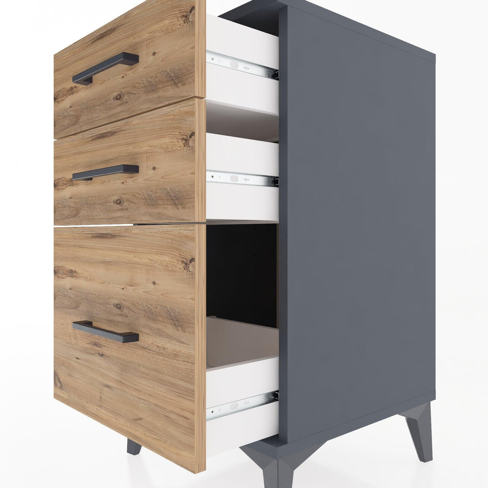 Woodntry Modüler Komodin Antrasit 44x44x68 cm Çekmeceli C6-2