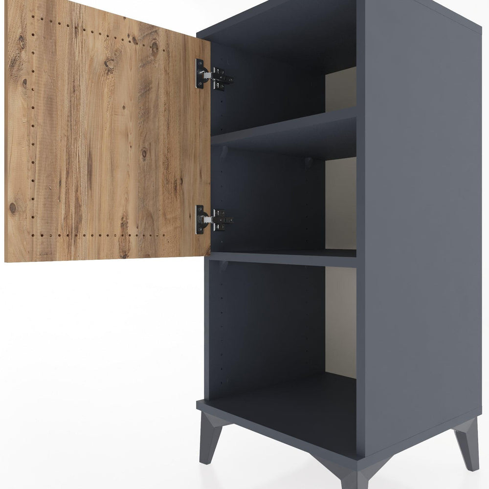 Woodntry Modular Nightstand Anthracite 44x44x84 cm with Cover and Shelf KR28-2