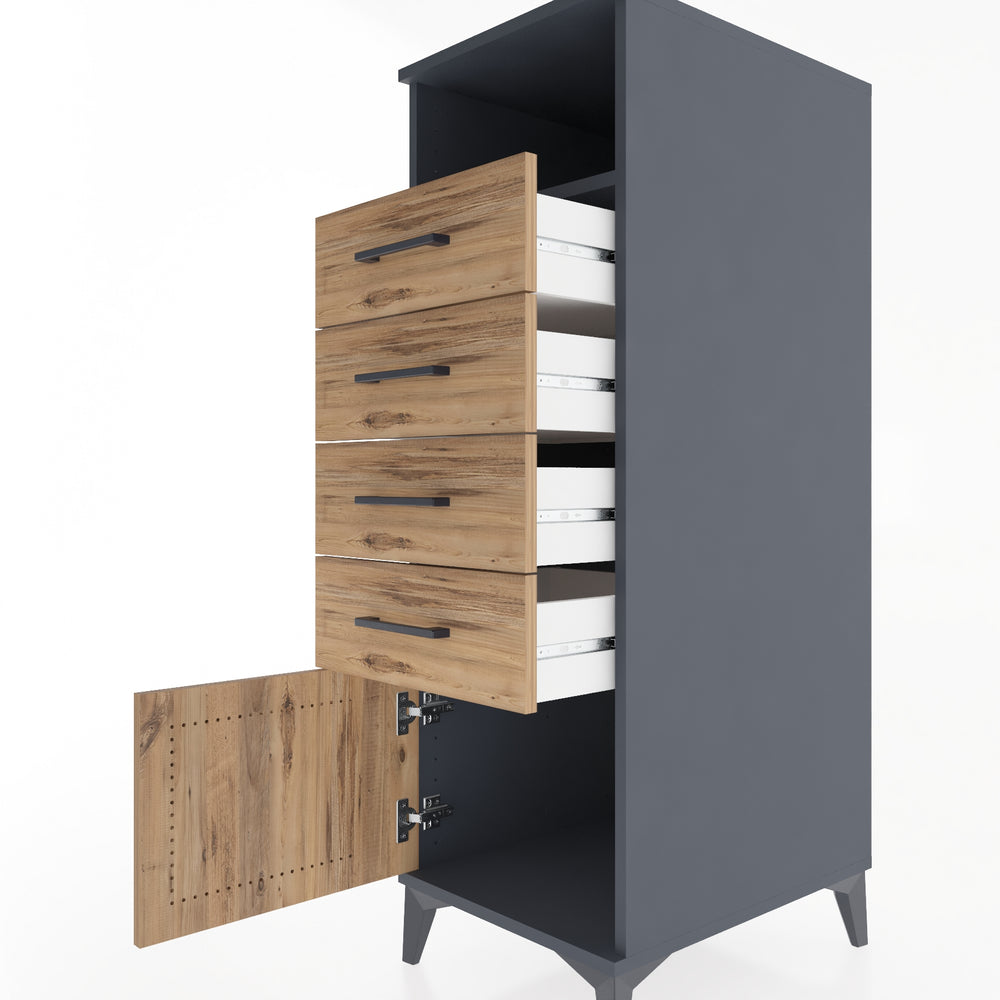 Woodntry Modüler Dolap Antrasit 44x59x122 cm Fonksiyonel F56-2