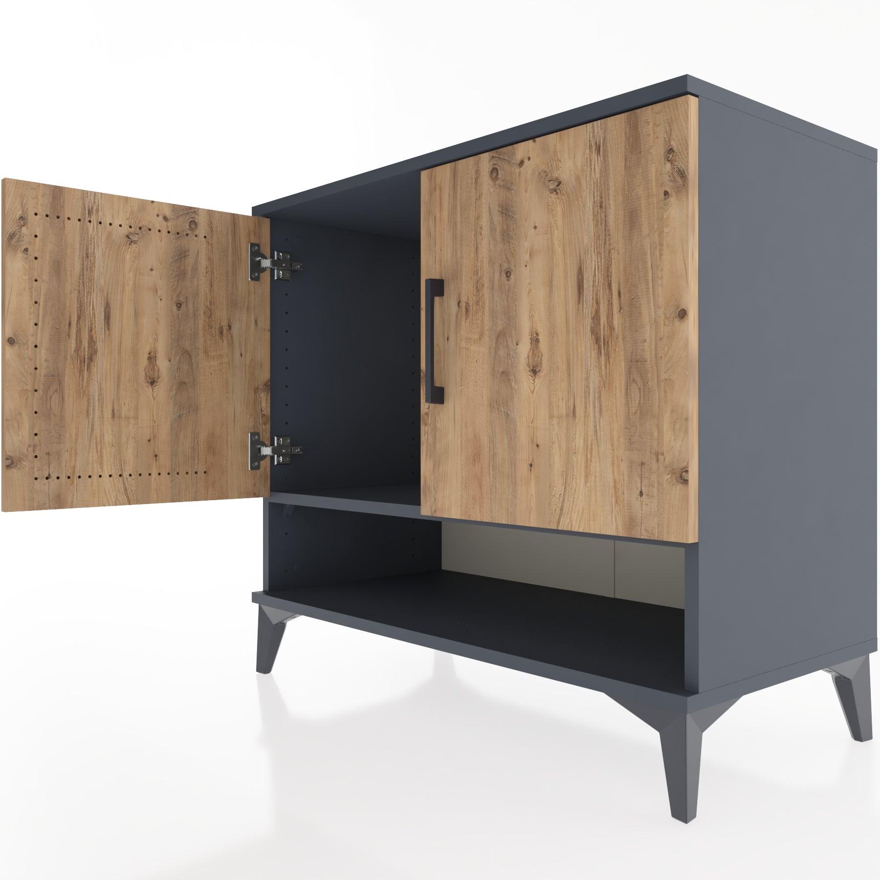 Woodntry Modüler Şifonyer Antrasit 88x44x68 cm Kapaklı ve Raflı KR6-2