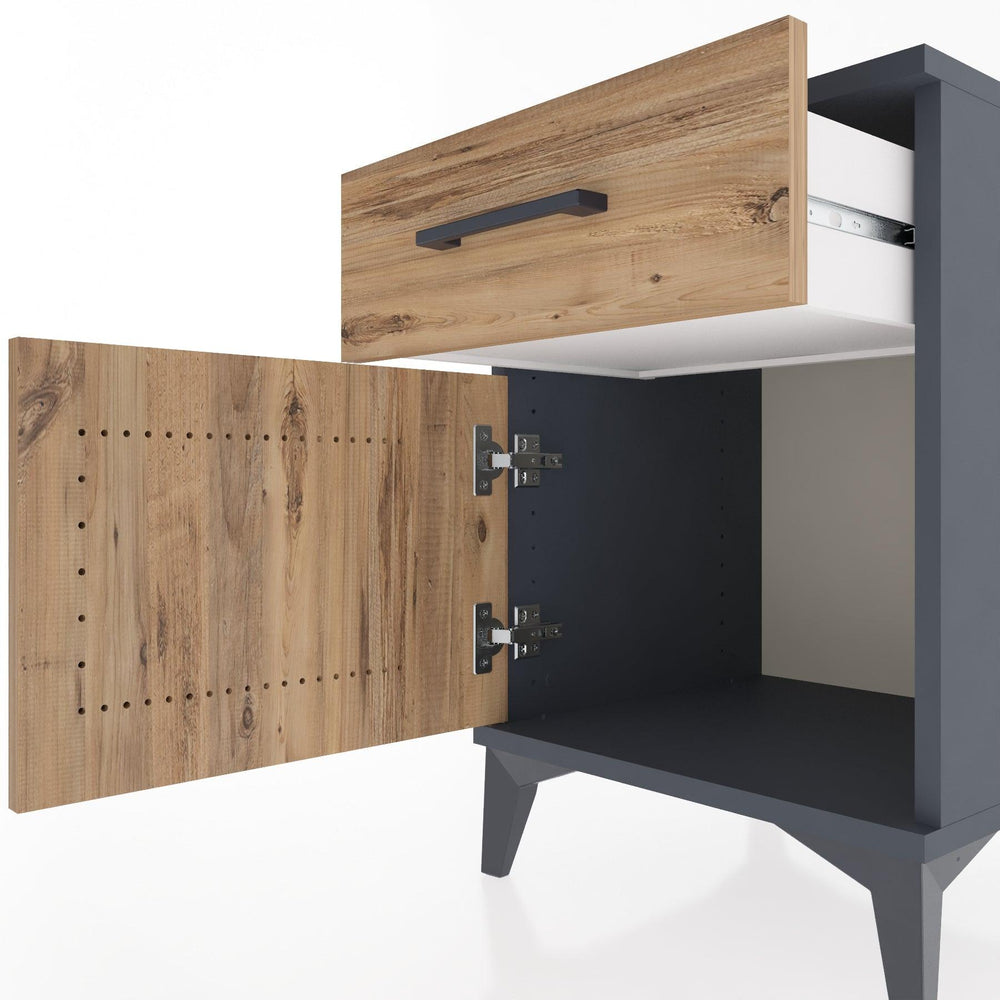 Woodntry Modular Nightstand Anthracite 44x44x52 cm with Cover and Drawer KC6-2