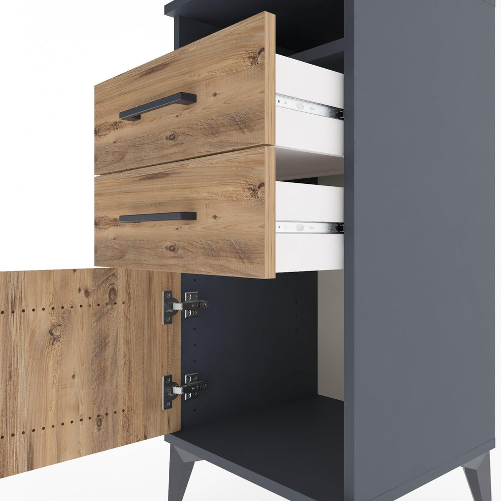 Woodntry Modular Nightstand Anthracite 44x44x84 cm Functional F50-2