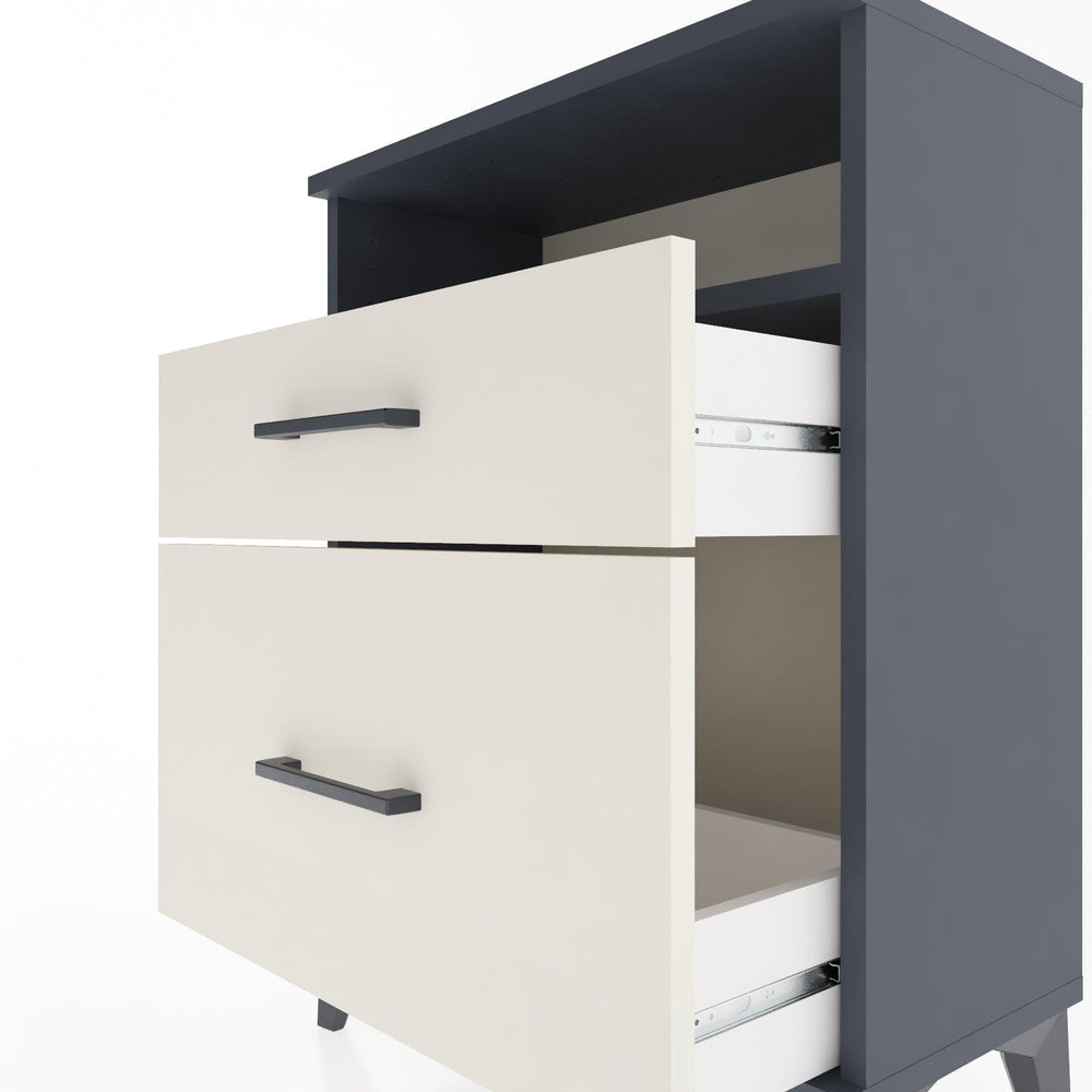 Woodntry Modular Nightstand Anthracite 60x30x68 cm with Drawer and Shelf CR6-2