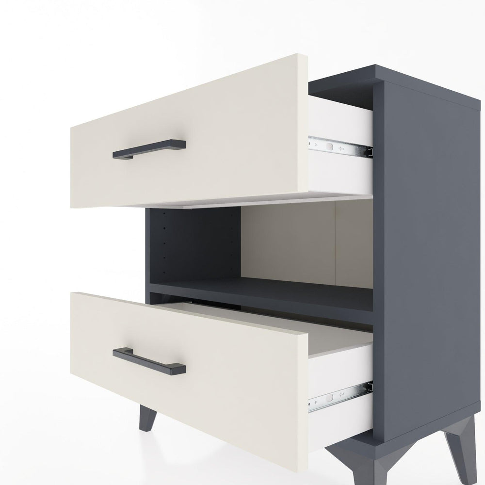 Woodntry Modular Nightstand Anthracite 60x30x52 cm with Drawers and Shelves CR6-2