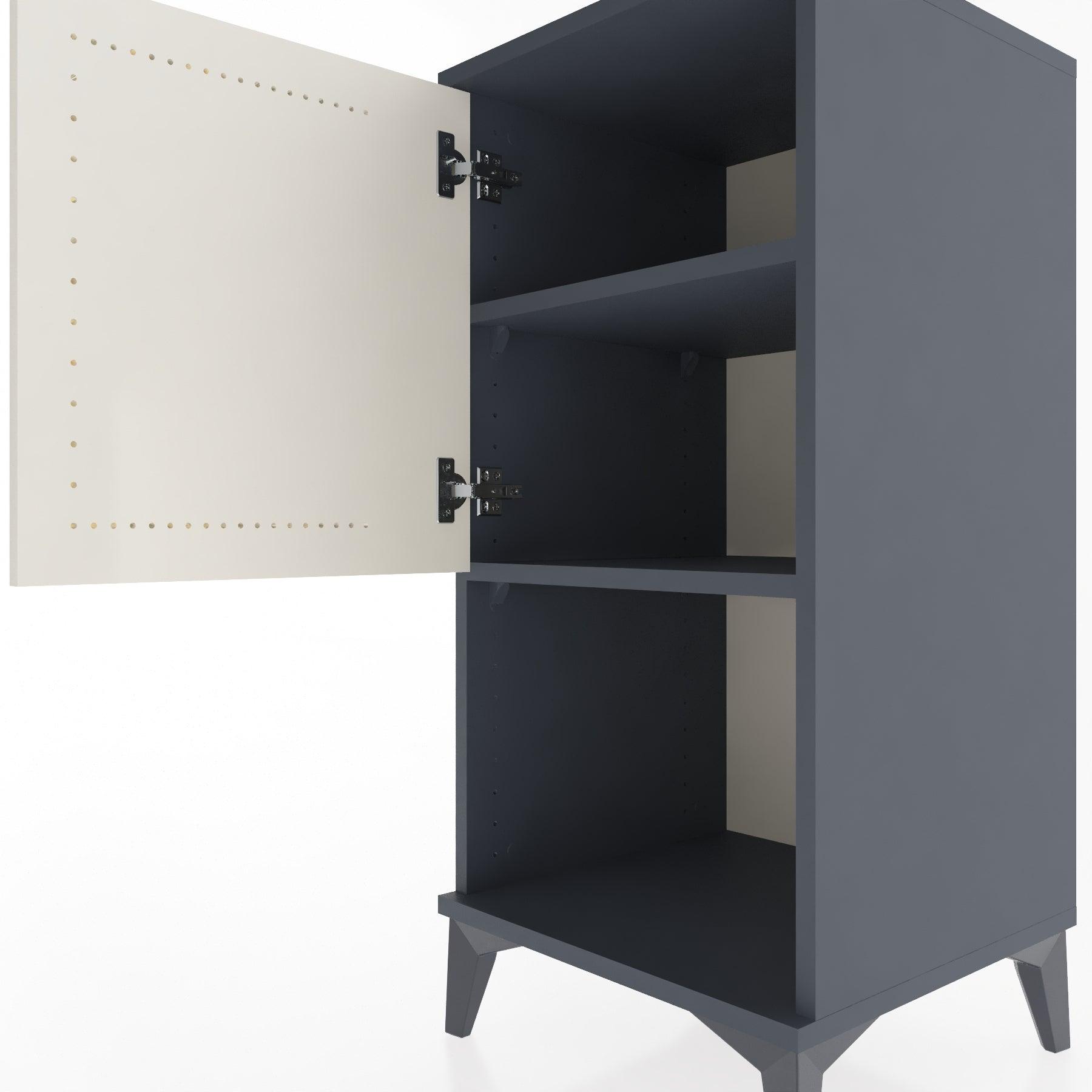 Woodntry Modular Nightstand Anthracite 44x44x84 cm with Cover and Shelf KR28-2
