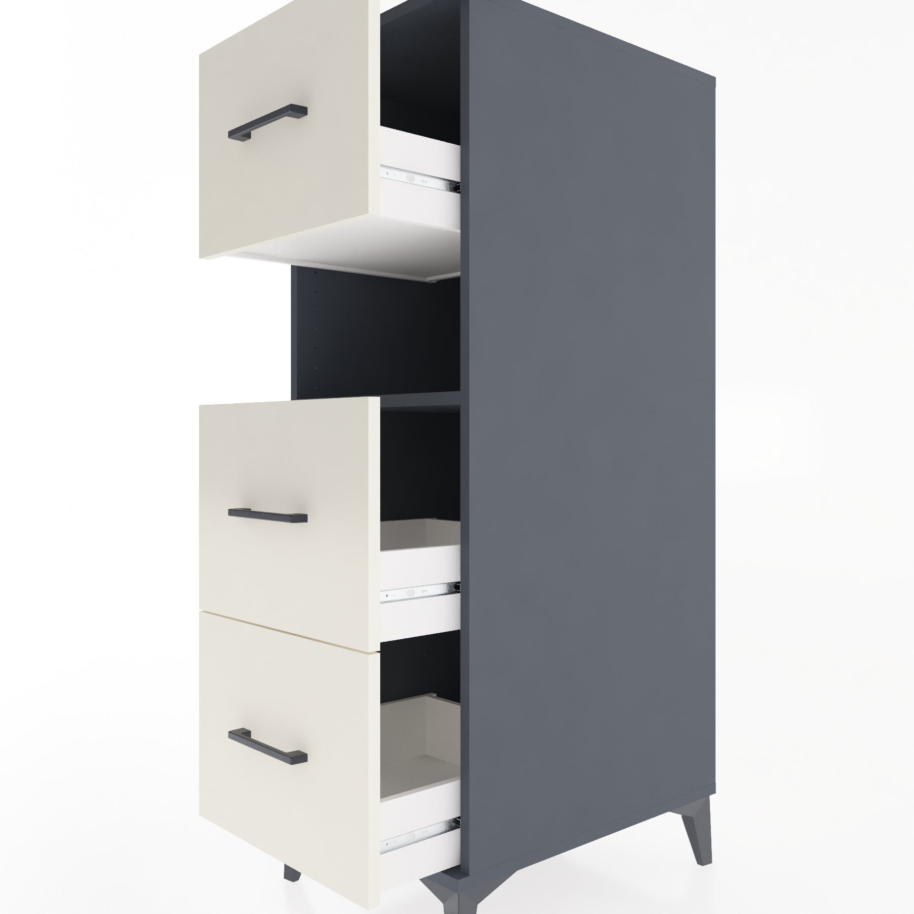 Woodntry Modular Cabinet Anthracite 44x59x122 cm with Drawers and Shelves CR106-2