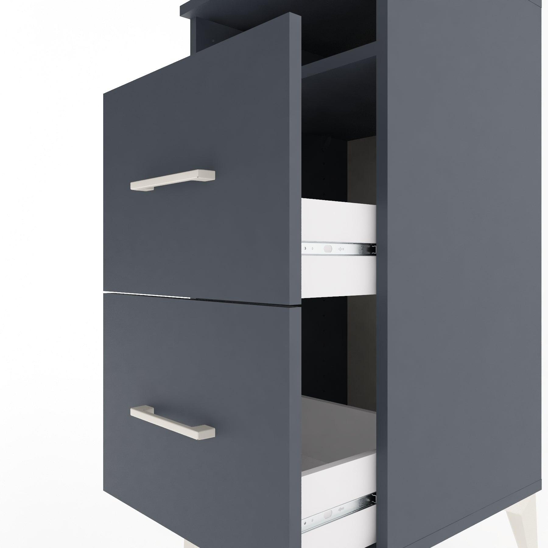 Woodntry Modular Nightstand Anthracite 44x44x84 cm with Drawers and Shelves CR6-2