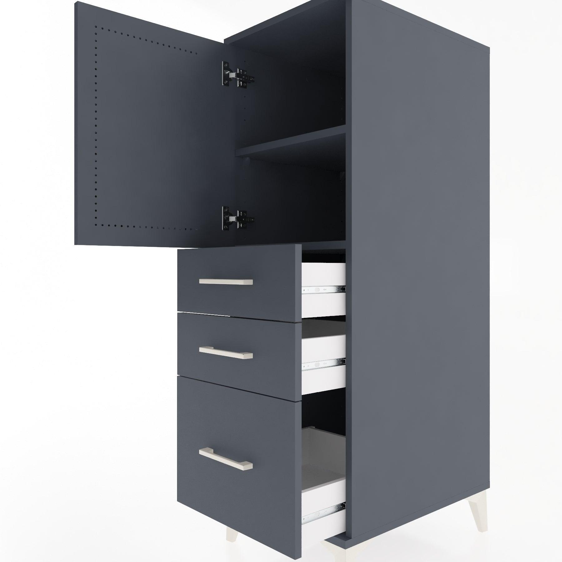 Woodntry Modular Cabinet Anthracite 44x30x122 cm with Doors and Drawers KC6-2