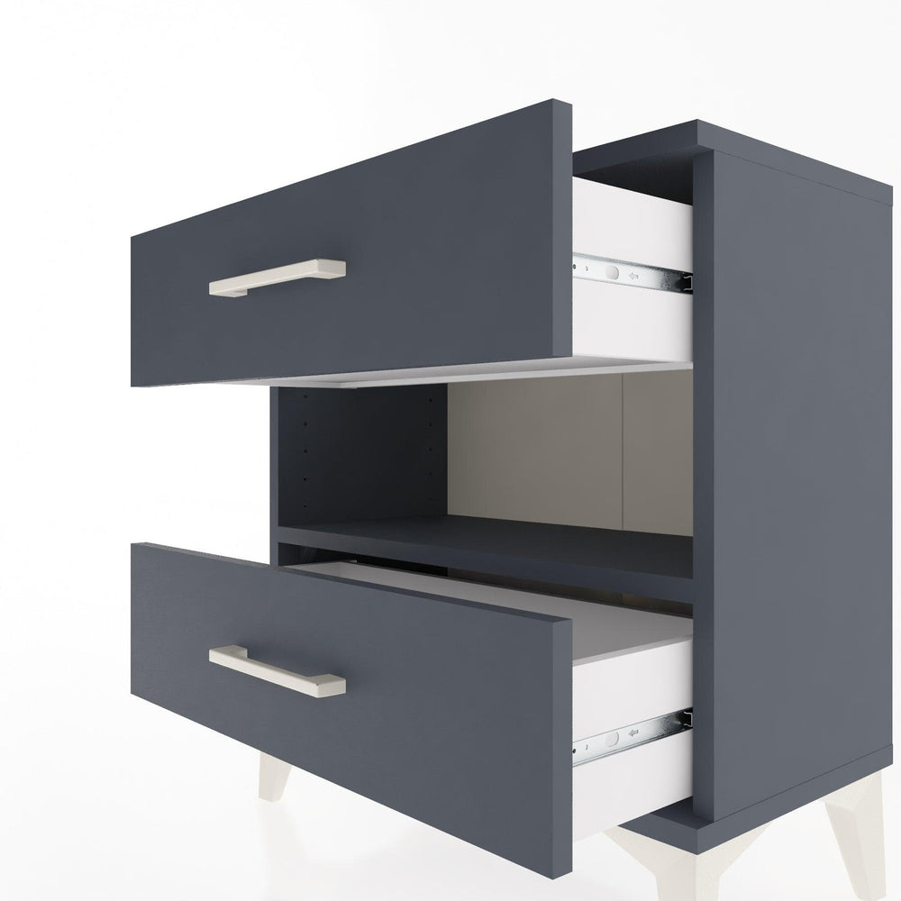 Woodntry Modular Nightstand Anthracite 60x30x52 cm with Drawers and Shelves CR6-2