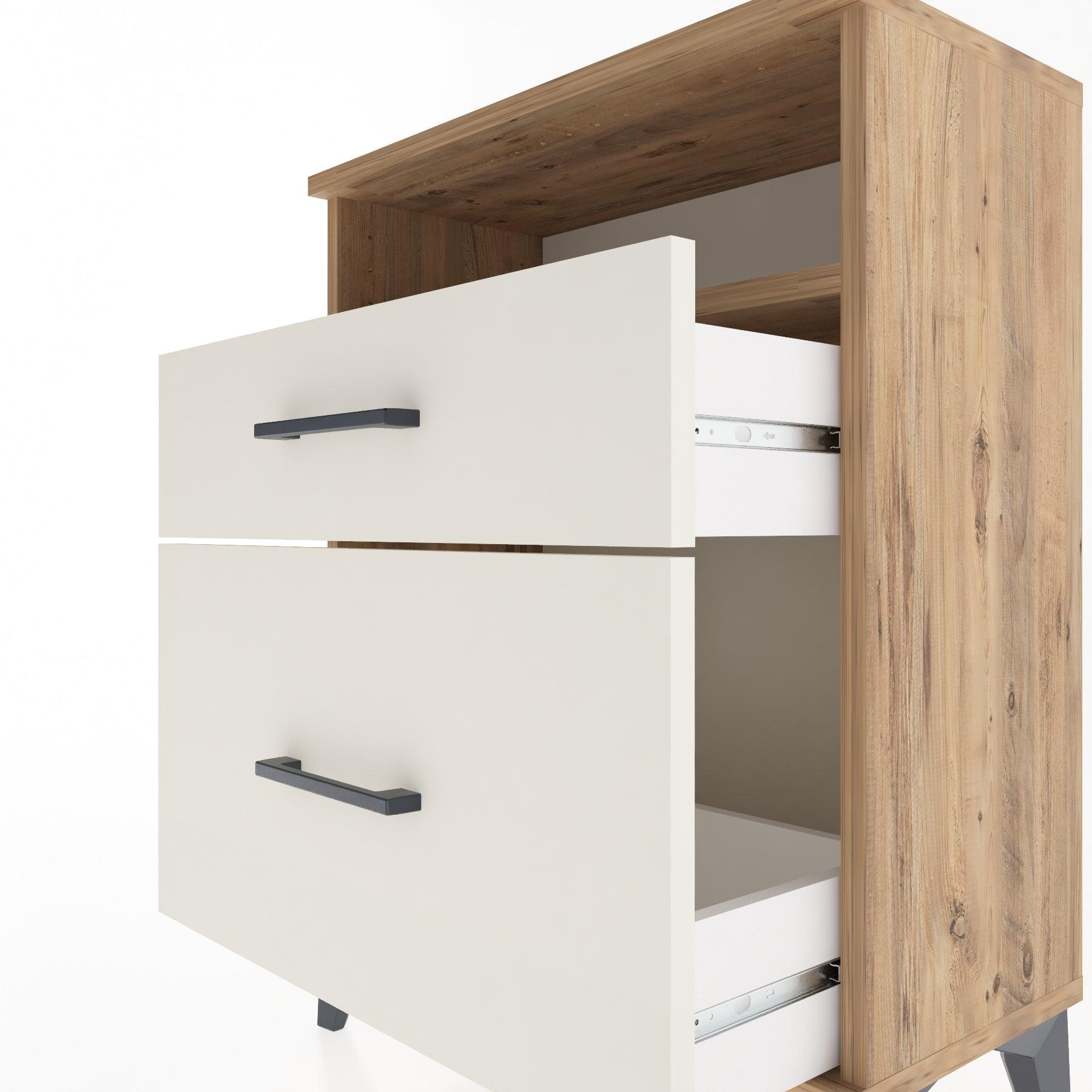 Woodntry Modular Nightstand Pine 60x30x68 cm with Drawers and Shelves CR6-3