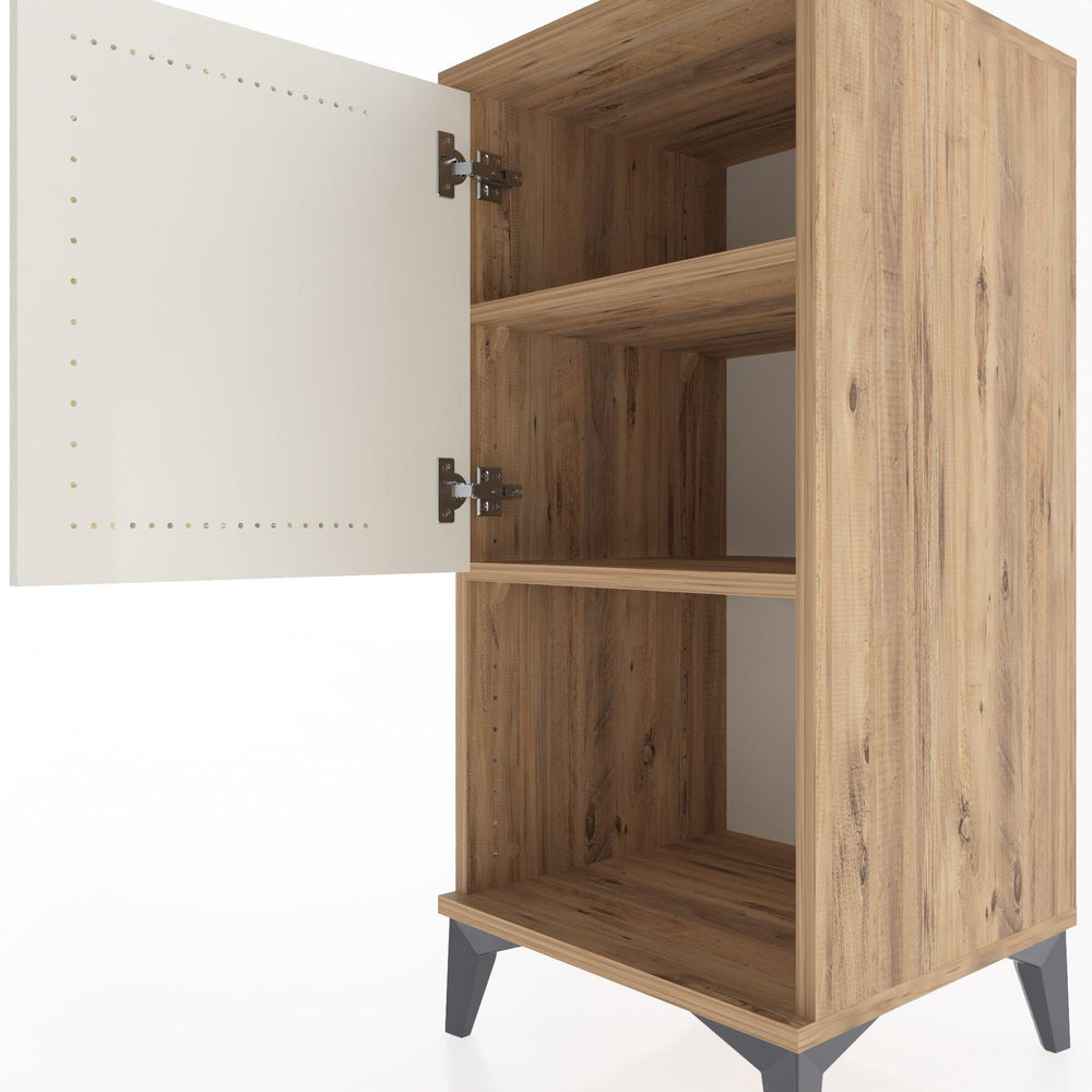 Woodntry Modüler Komodin Çam 44x44x84 cm Kapaklı ve Raflı KR28-3