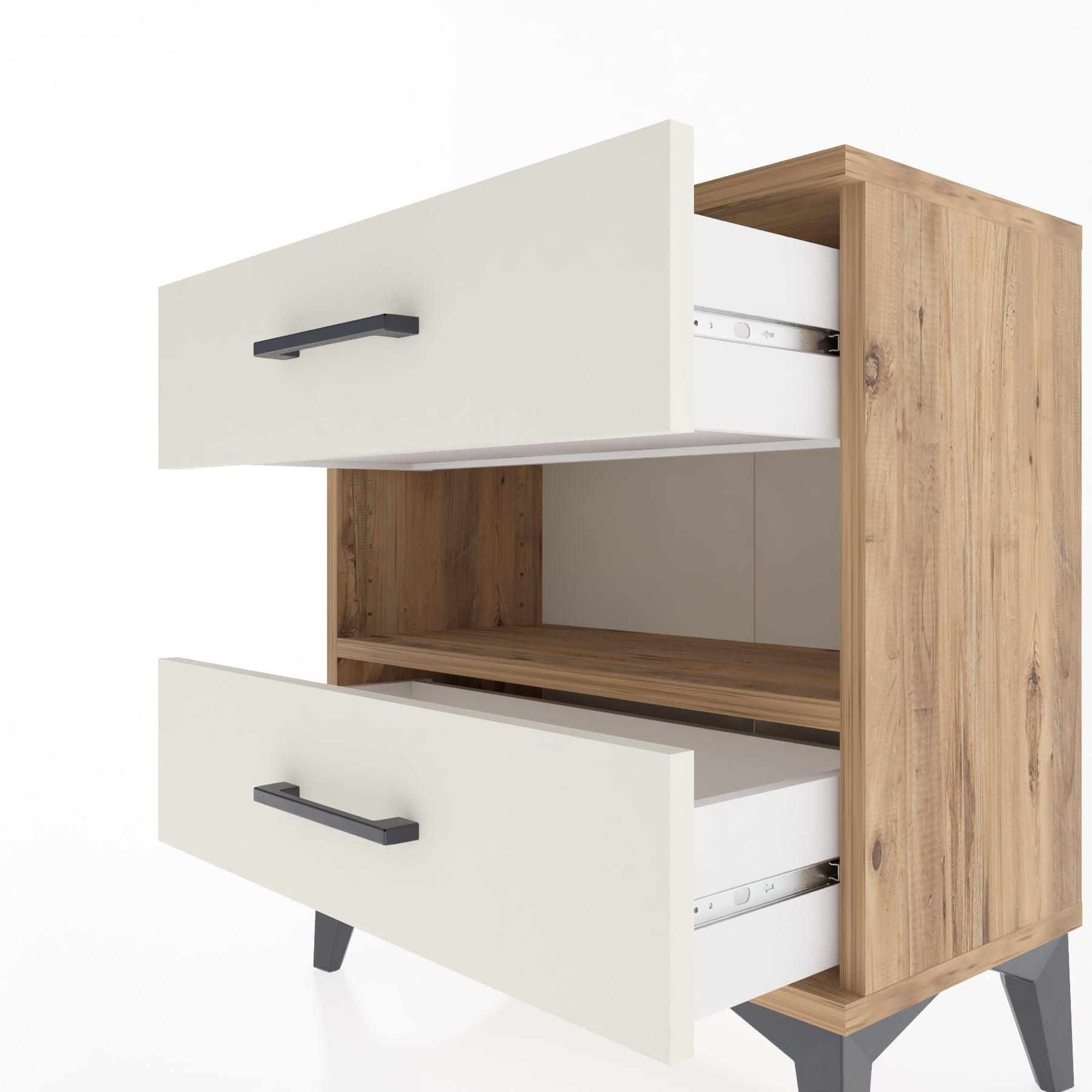 Woodntry Modular Nightstand Pine 60x30x52 cm with Drawers and Shelves CR6-3