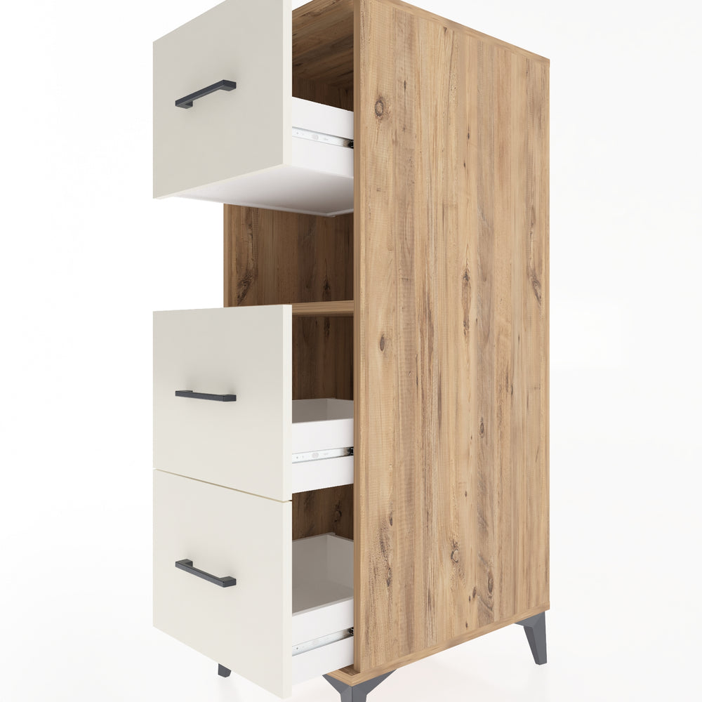 Woodntry Modüler Dolap Çam 44x59x122 cm Çekmeceli ve Raflı CR106-3