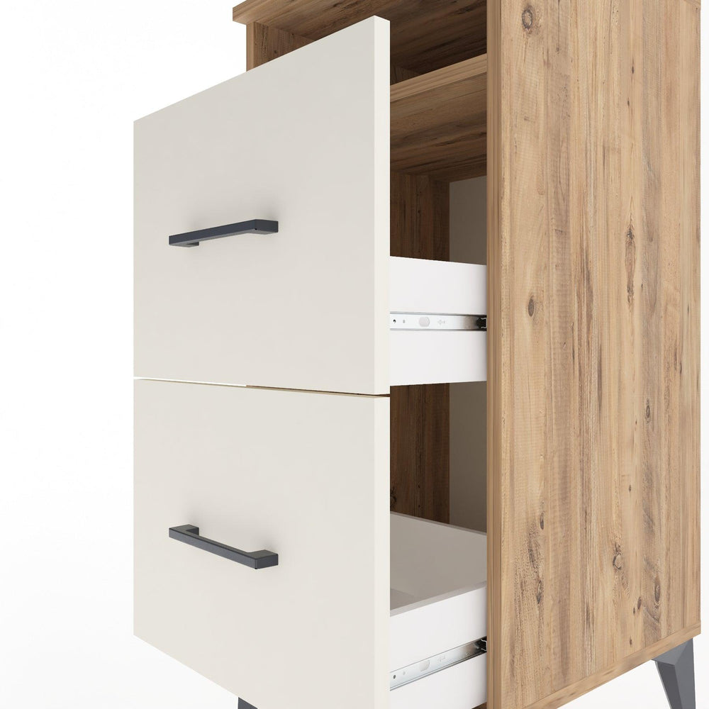 Woodntry Modular Nightstand Pine 44x44x84 cm with Drawers and Shelves CR6-3