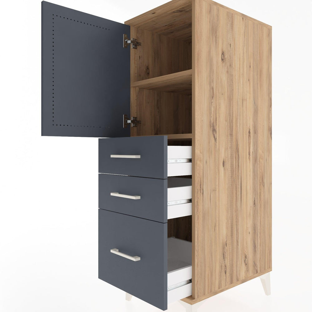 Woodntry Modular Cabinet Pine 44x30x122 cm with Doors and Drawers KC6-3