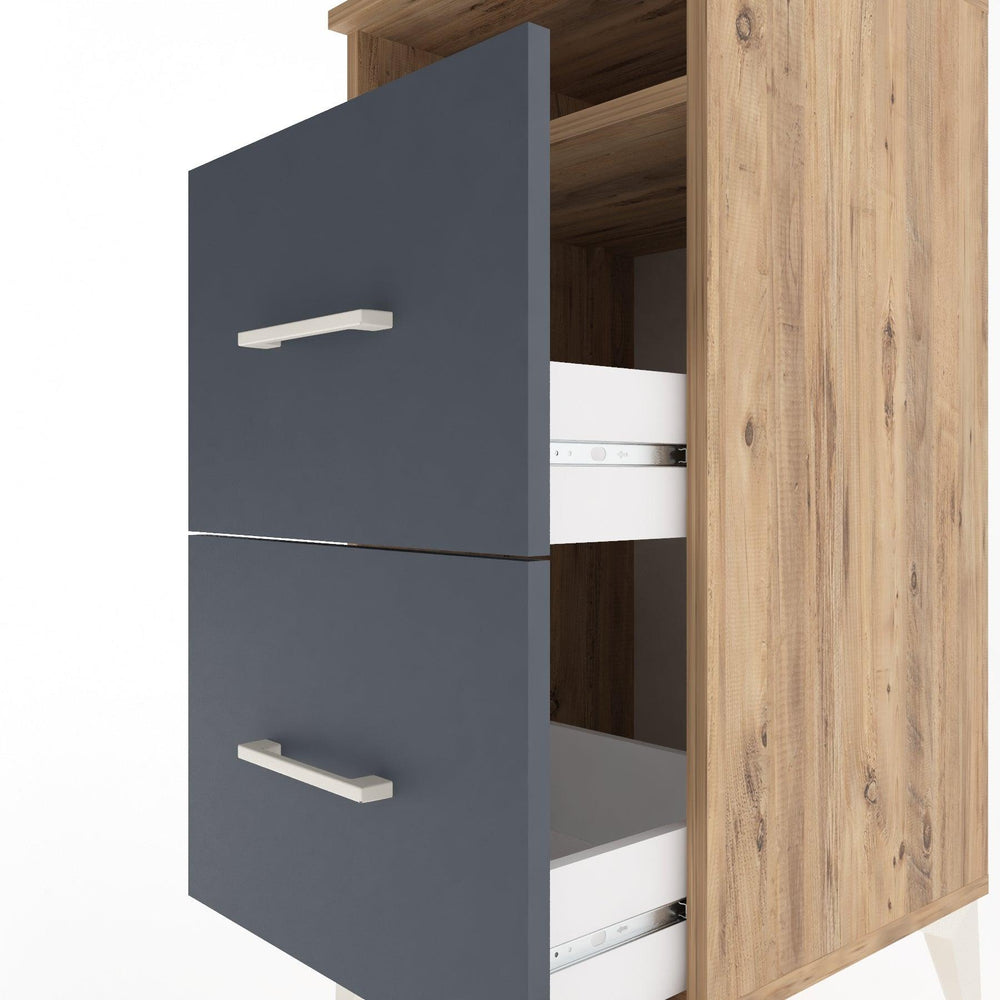 Woodntry Modular Nightstand Pine 44x44x84 cm with Drawers and Shelves CR6-3