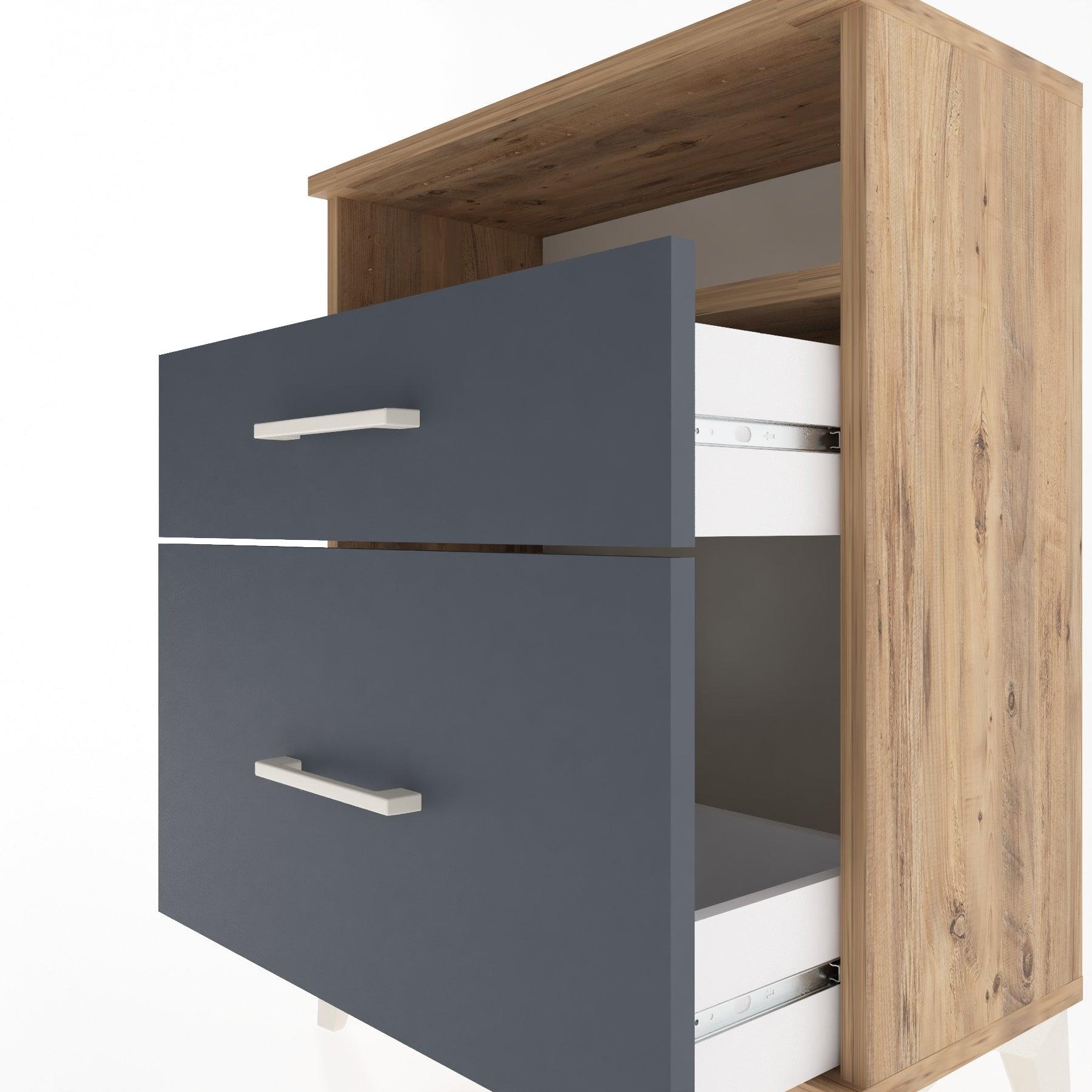 Woodntry Modular Nightstand Pine 60x30x68 cm with Drawers and Shelves CR6-3