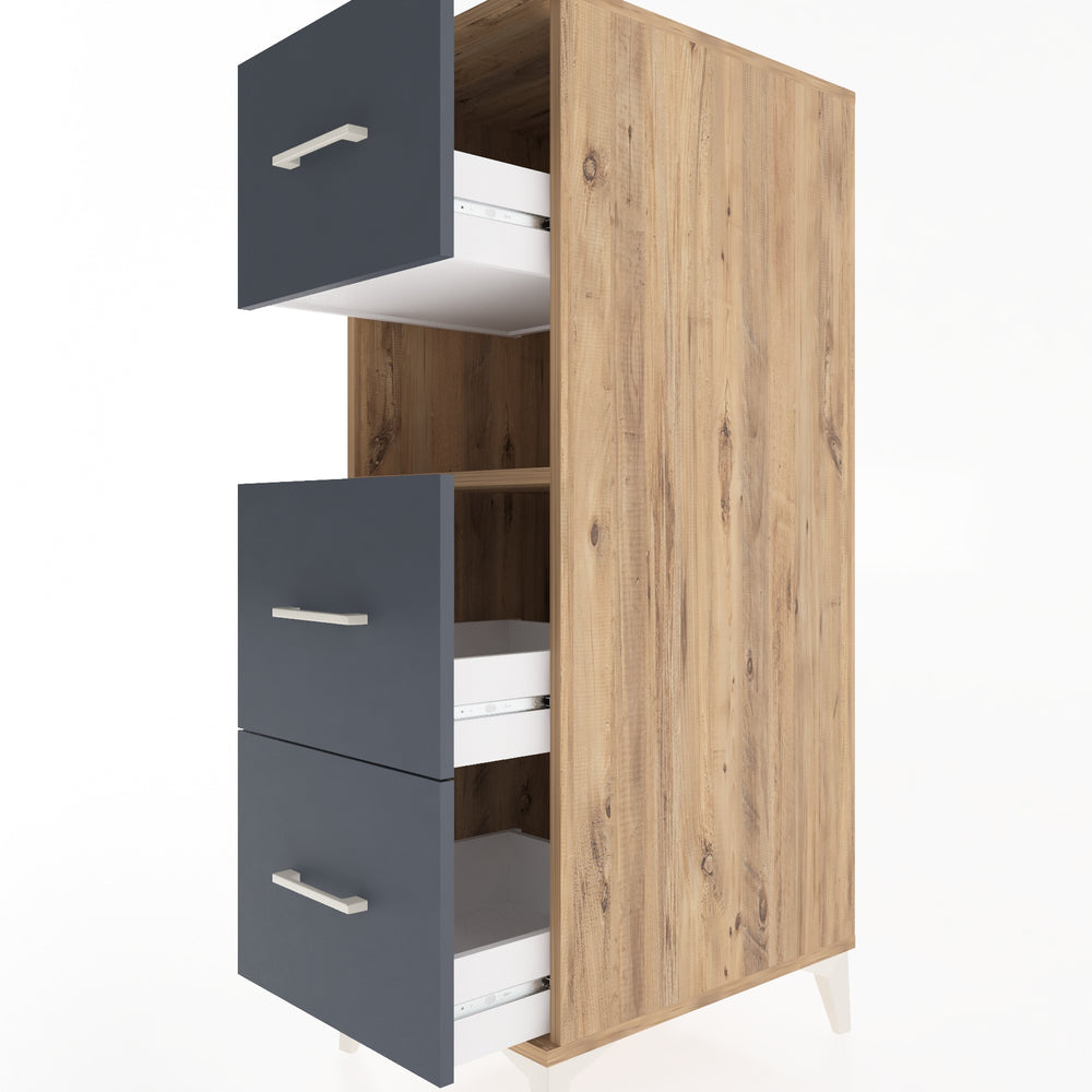 Woodntry Modüler Dolap Çam 44x59x122 cm Çekmeceli ve Raflı CR106-3