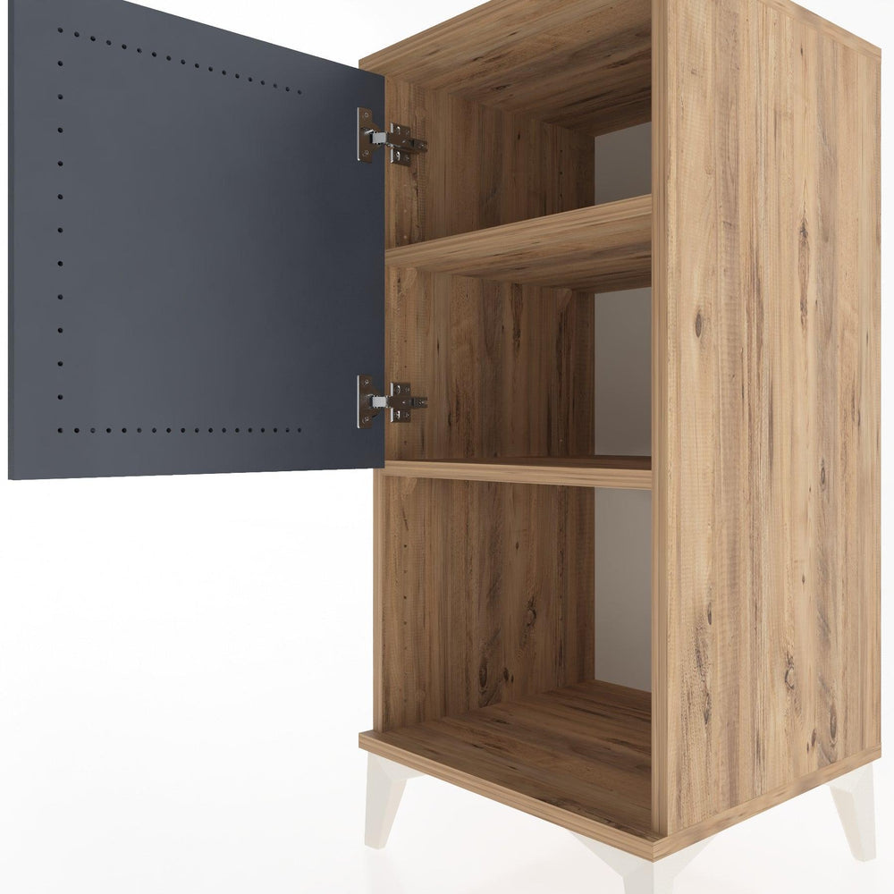 Woodntry Modüler Komodin Çam 44x44x84 cm Kapaklı ve Raflı KR28-3