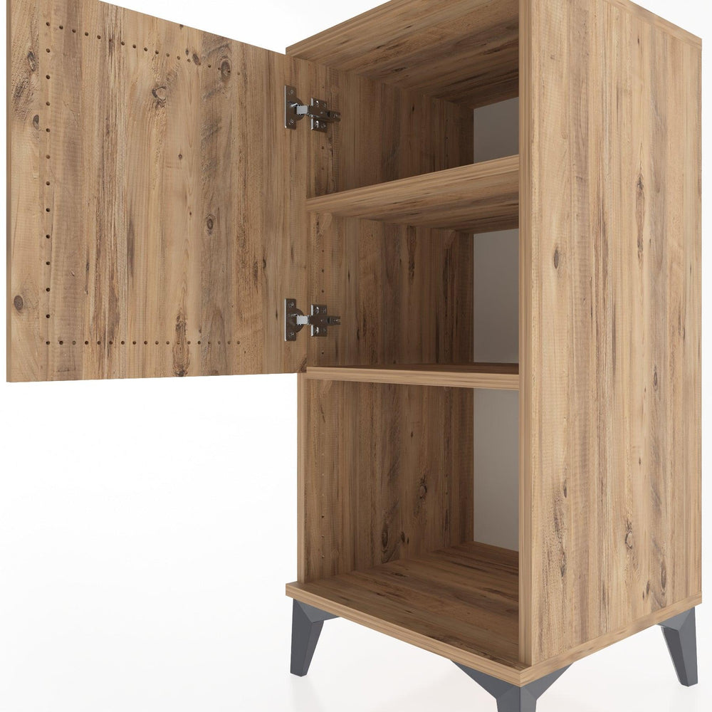 Woodntry Modüler Komodin Çam 44x44x84 cm Kapaklı ve Raflı KR28-3