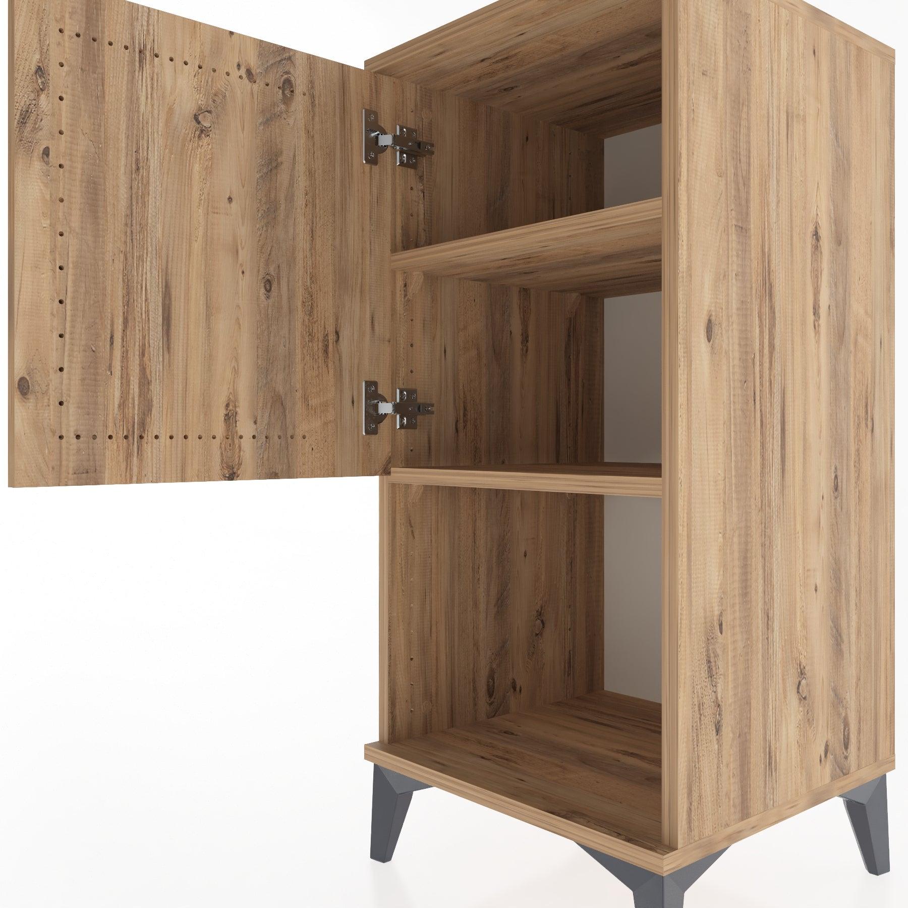 Woodntry Modular Nightstand Pine 44x44x84 cm with Cover and Shelf KR28-3